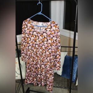 Nine West Floral Print V-Neck Dress | Pink & Brown Flowy Mini